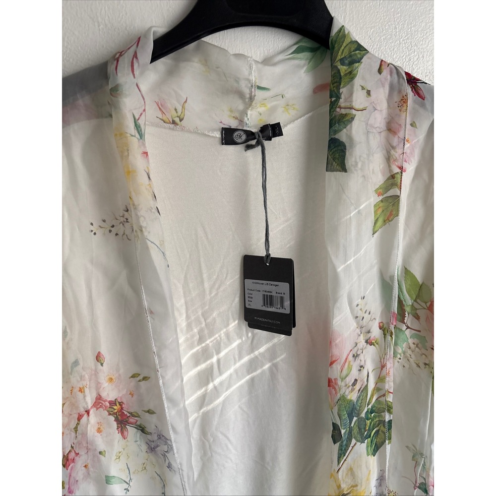 Made in Italy Floral Sheer Watercolor Kimono Cardigan Romantic Boho Layering Top - Picture 4 of 6